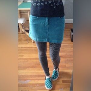 Vintage Y2K American Eagle Corduroy Teal Mini Skirt Size 0